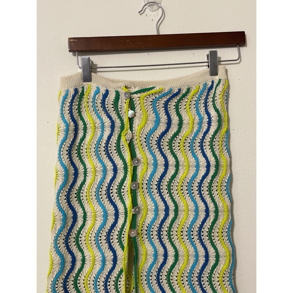 Capittana Crochet Maxi Skirt M/L Multi Color Wave Knit Boho Festival Beach - Picture 3 of 5